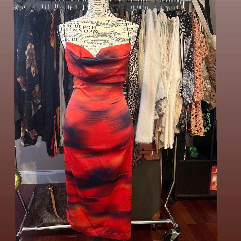 ASOS Strapless Red and Black Dress